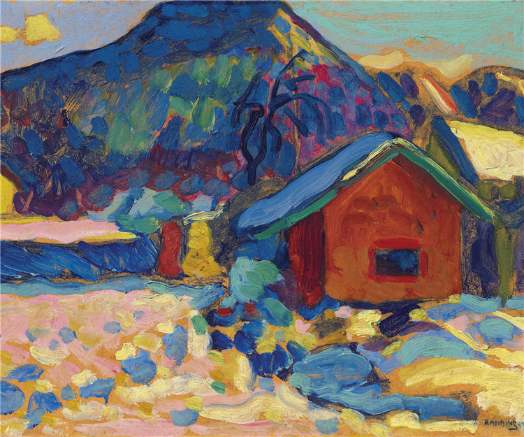 Winter study with mountain 1908 Wassily Kandinsky Oil Painting